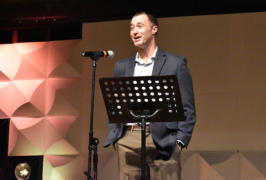 Hershorin Schiff Community Day School Head of School Dan Ceaser laughs as he tells loved ones of the participants why he wanted to create this program.