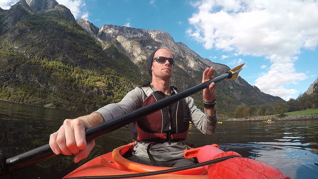 Ryan McCarthy during a kayaking trip in Norway.