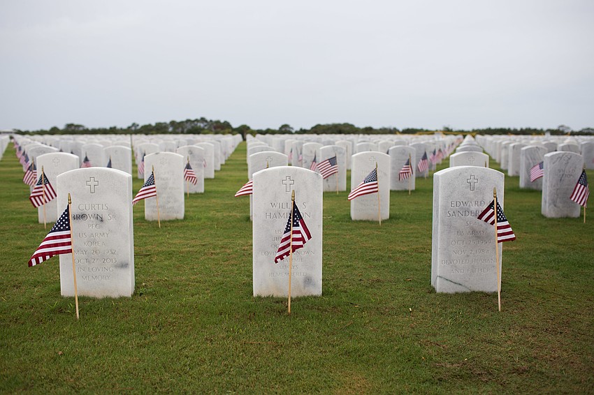 Volunteers decorated the cemetery with flags.