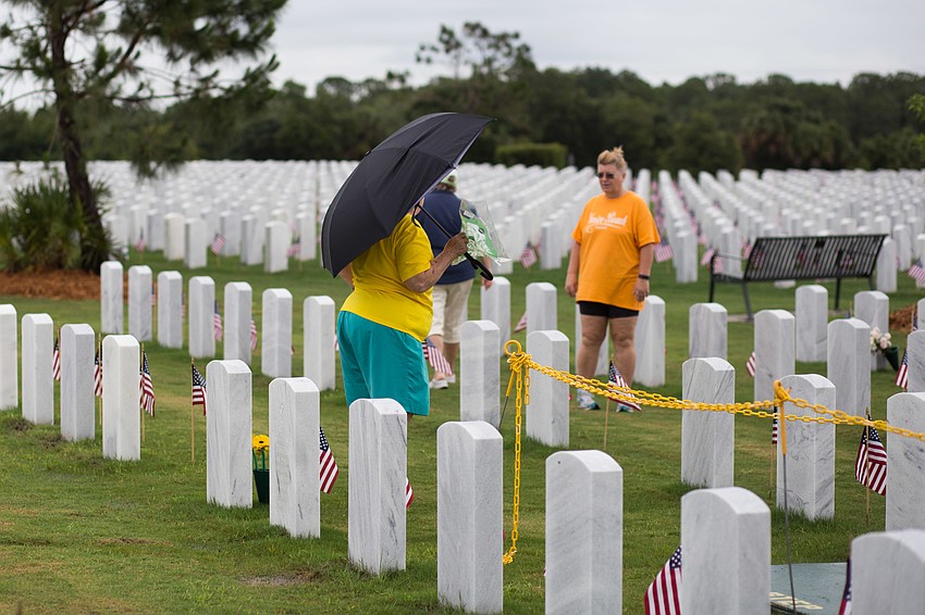 The rain drizzled during the ceremony.