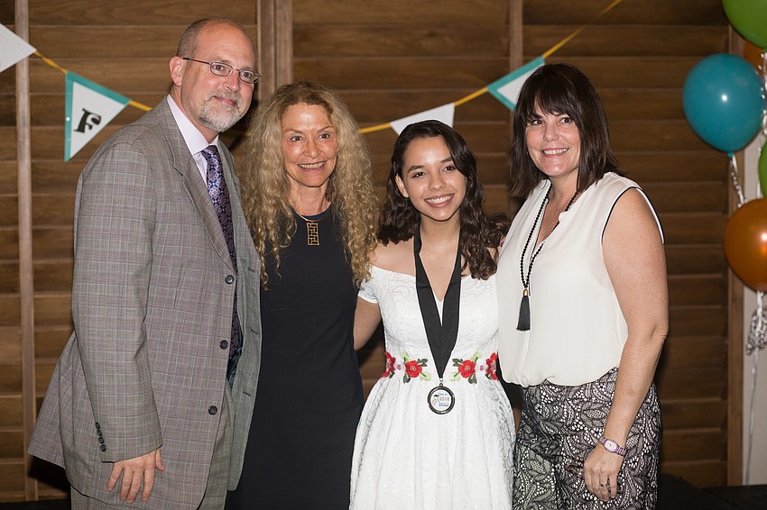Brown, from Pineview High School,  poses for a photo with her mentors.