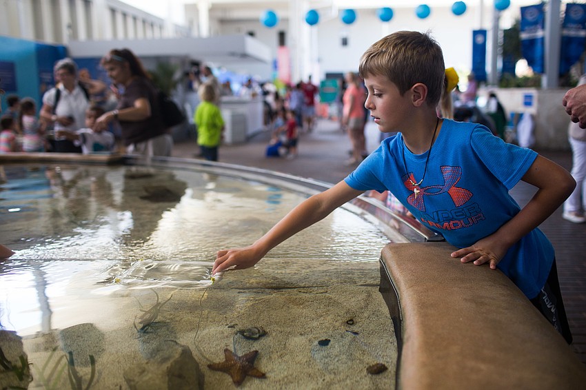 Luke Cordes reaches out into the pool.