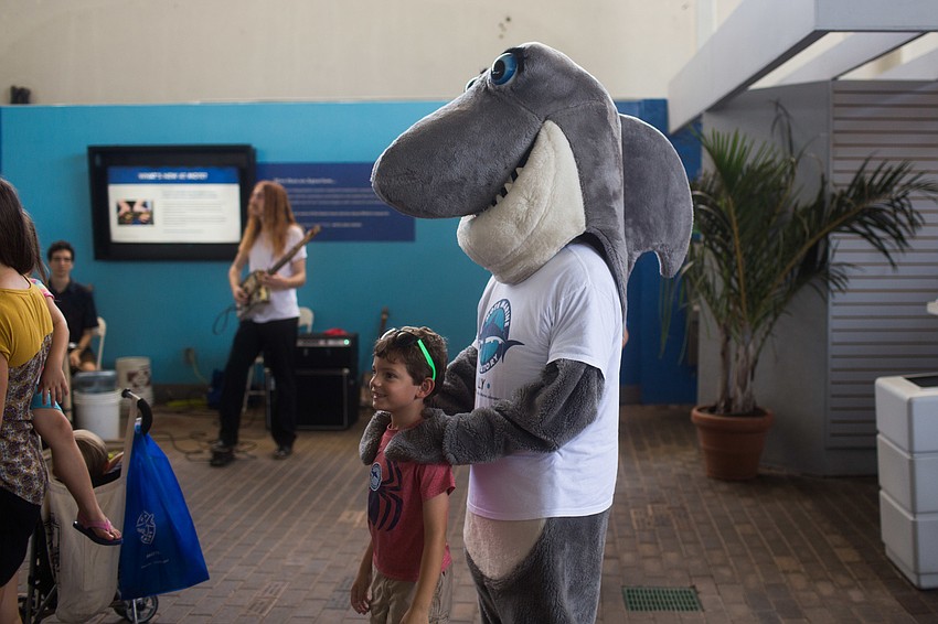 Gilly the shark walked around for photo opportunities with the guests.