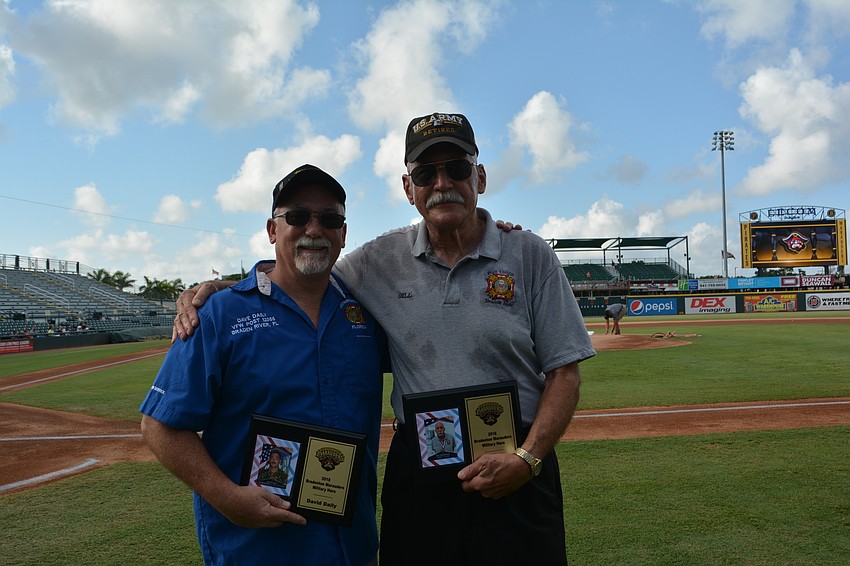 Mill Creek's Dave Daily and Greenfield Plantation's Gill Ruderman were honored for their service by the Marauders.