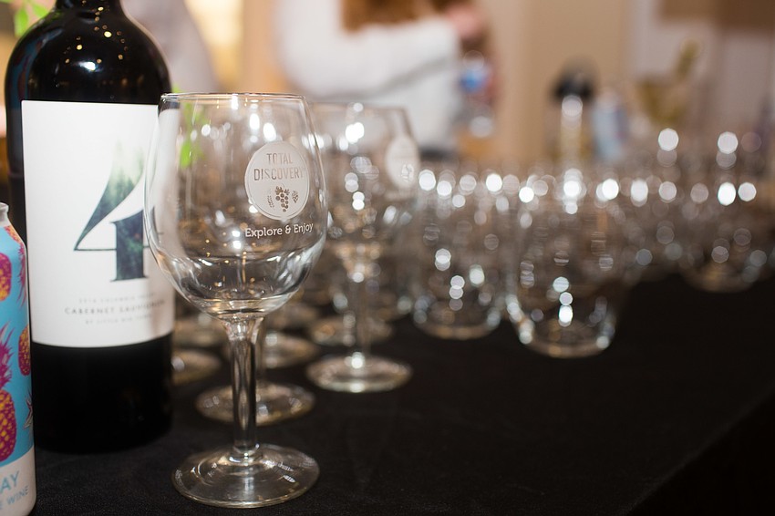 Wine samples were offered in the VIP tent.