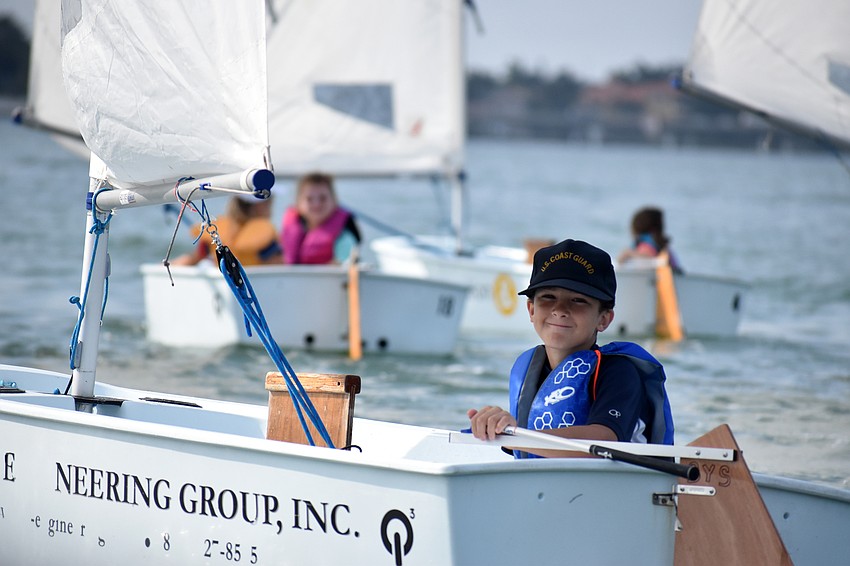 Desmond Hunters is all smiles as he sets sail.