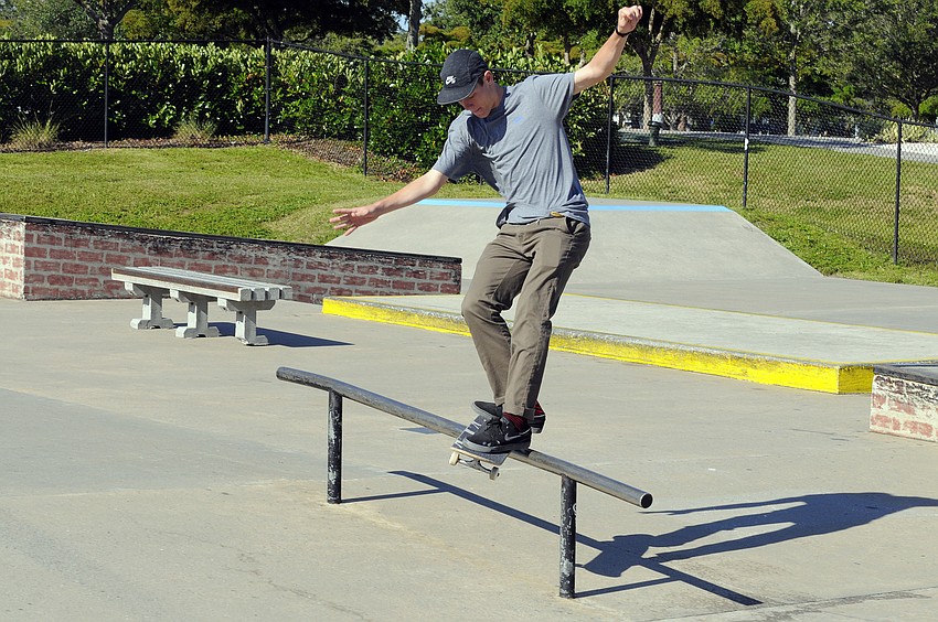 Jake Ilardi, then 19, trains for the Skateboard Street Amateur event at X Games Austin 2016 on June 3. Ilardi finished fifth with a score of 82.00. Ilardi is an Osprey resident. Photo by Jen Blanco.