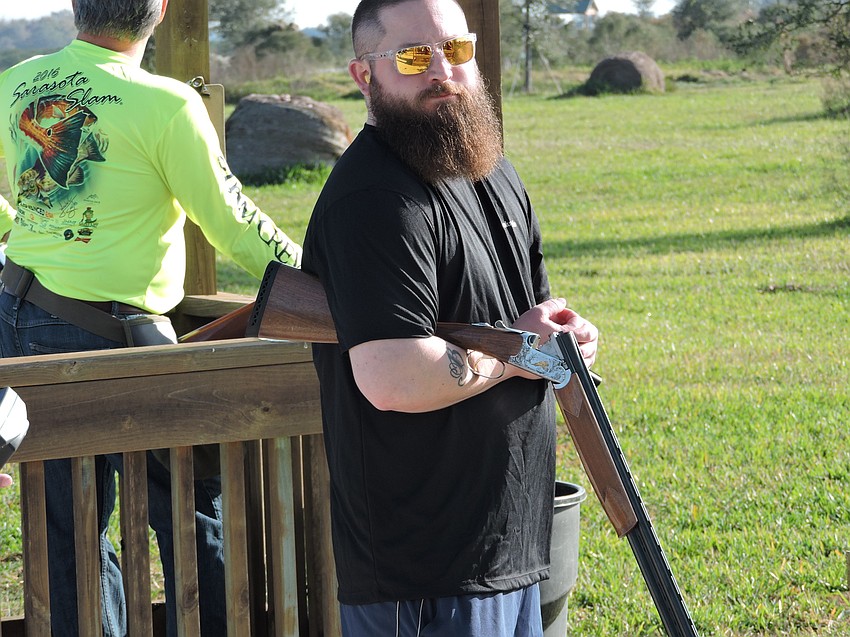 Bradenton'  s Heeth Simpson waits his turn with the Sporting Clays Tournament about to begin.