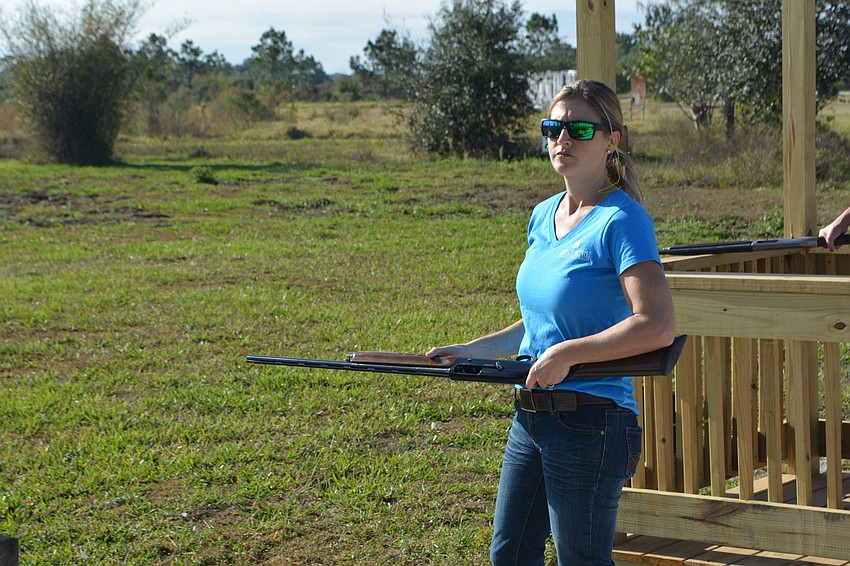 Sarasota'  s Andrea Cox waits her turn in the Sporting Clays Tournament.
