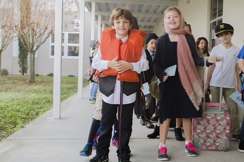 Anderson Siegert captained one of the “ships” that brought students to Ellis Island during the activity.