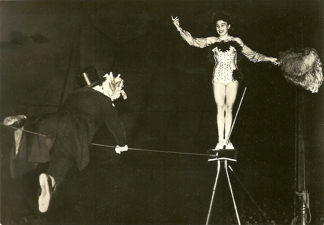 Rudolf Mootz and Gerda Meyer performed a wire-comedy act as part of their show. Together with their daughter, Dagmar, they formed The Pedrolas. Photo Courtesy of Dagmar Mootz-Beavers