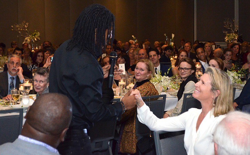 Baritone Jeremiah Smith serenades Shanon Roher-Phillips.