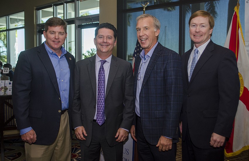 Incoming Argus Foundation Vice President Jack Cox, incoming Argus Foundation President Jeff Charlotte, outgoing President Rod Hershberger and Florida Agriculture Commissioner Adam Putnam