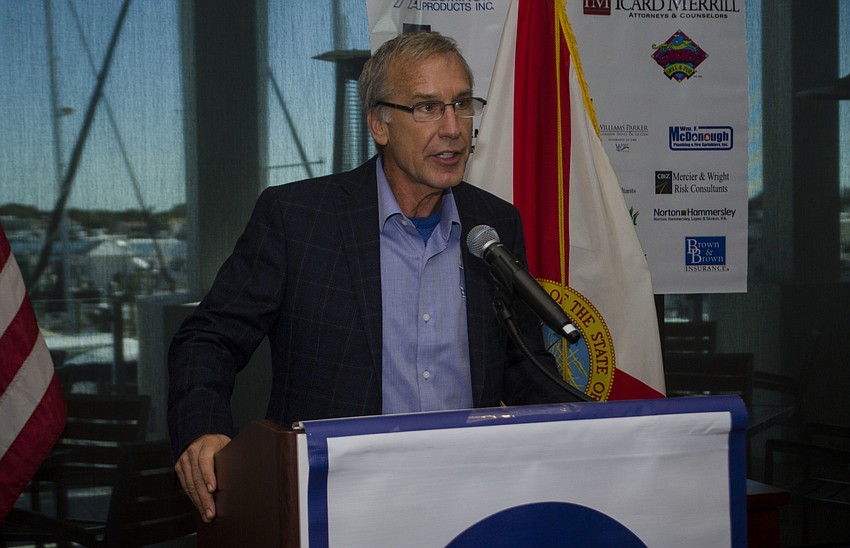 Outgoing President Rod Hershberger addresses attendees of the Argus Foundation’s annual meeting.