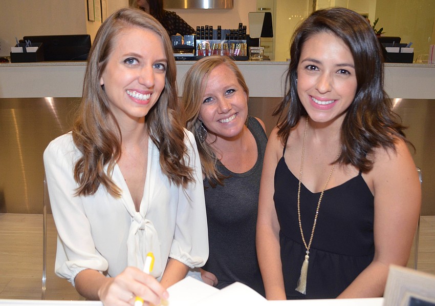 Alexis Broen, New Member Education Committee Co-Chairwoman Michelle McSwain and Katelyn Kopakin