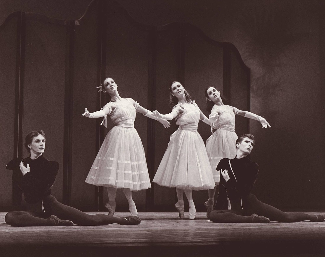 Iain Webb (left) in the 1986 revival of Sir Frederick Ashtonâ€™s â€œValse nobles et sentimentales,â€ with Kevin Oâ€™Hare (right), current director of the Royal Ballet.