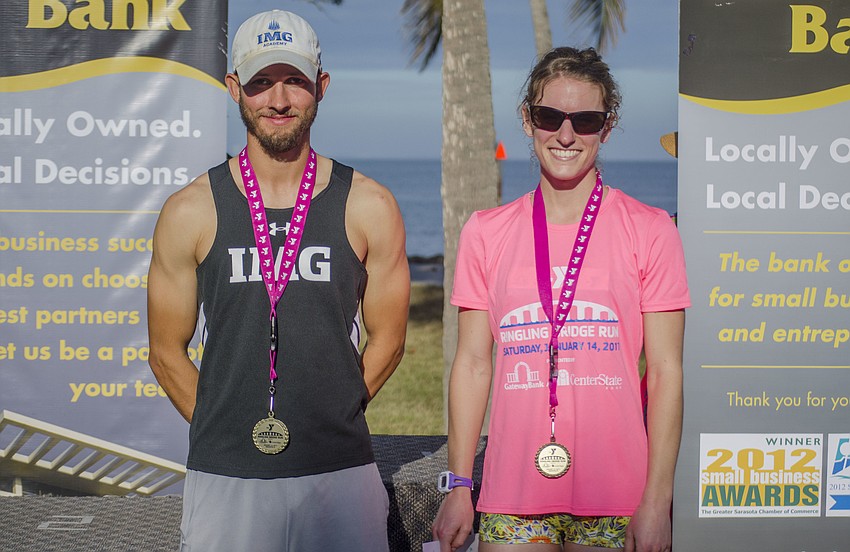 Top finishers Dustin Spanbauer, who set a course record with his time of 20 minutes, 43 seconds, and Claire Larson, who finished in 24 minutes, 28 seconds.