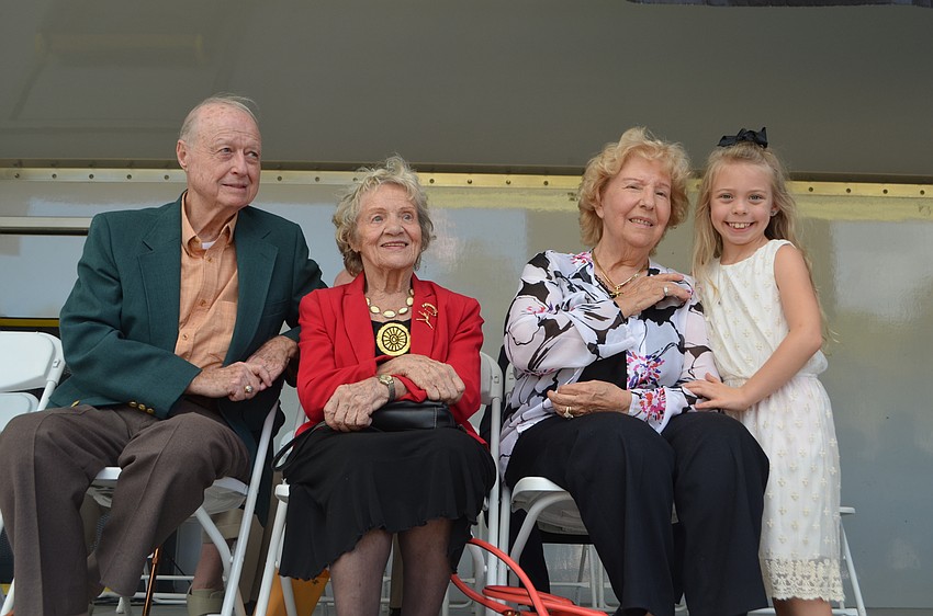 Previous inductees Kenny Dodd, La Norma Fox and Aurelia Nock with Lauren Taylor Nock, 7