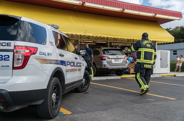 (Photo by Dex Honea) Levine Ellsworth, an 87-year-old Michigan resident, drove his 2015 Subaru Outback through the front of Harryâ€™s Convenience Store Monday.