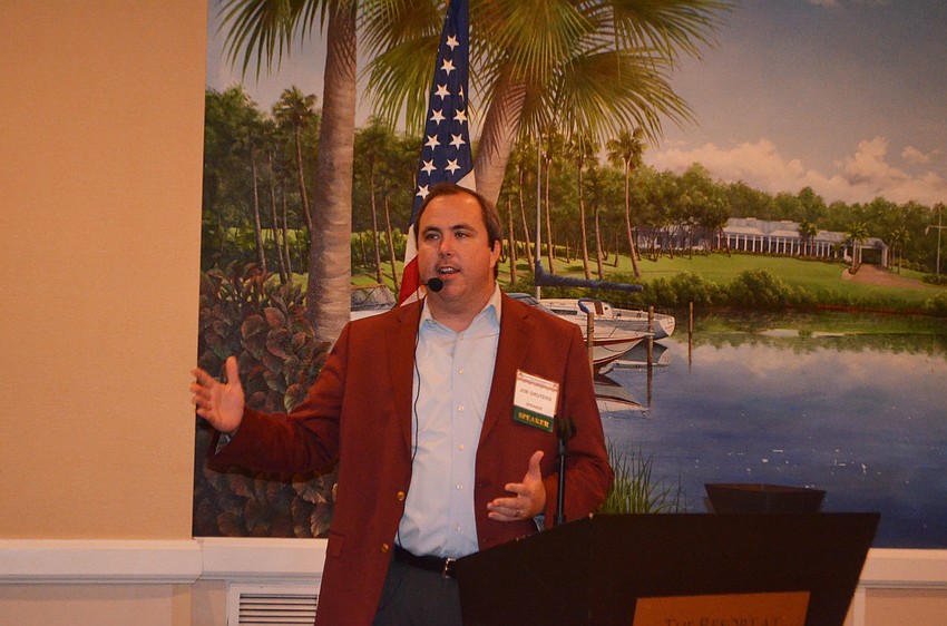 State Rep. Joe Gruters speaks to the crowd.