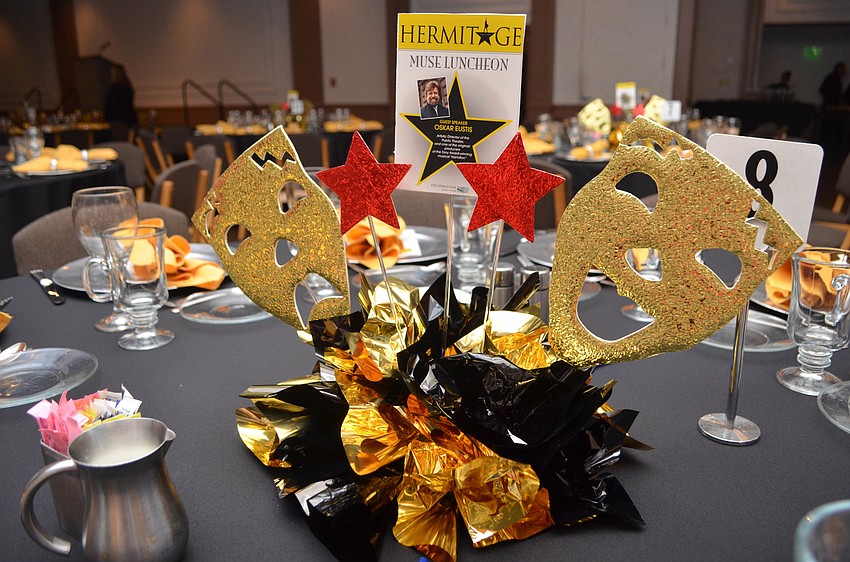 The tables in the Michael’s On East ballroom were adorned with theater-themed centerpieces Jan. 17.