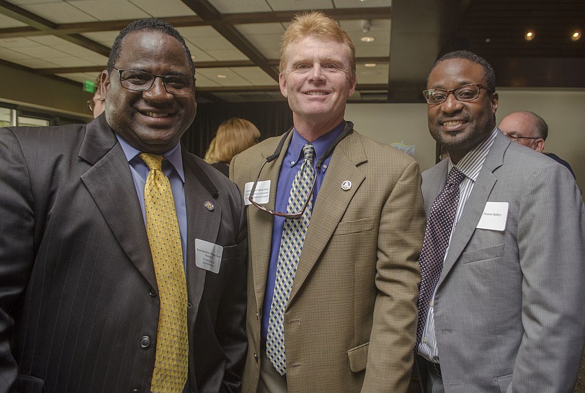 Rep. Wengay Newton, Sarasota County Commissioner Charles Hines and  Dwayne Mallory