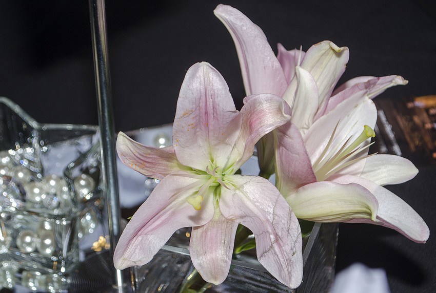 Flowers decorated the tables.