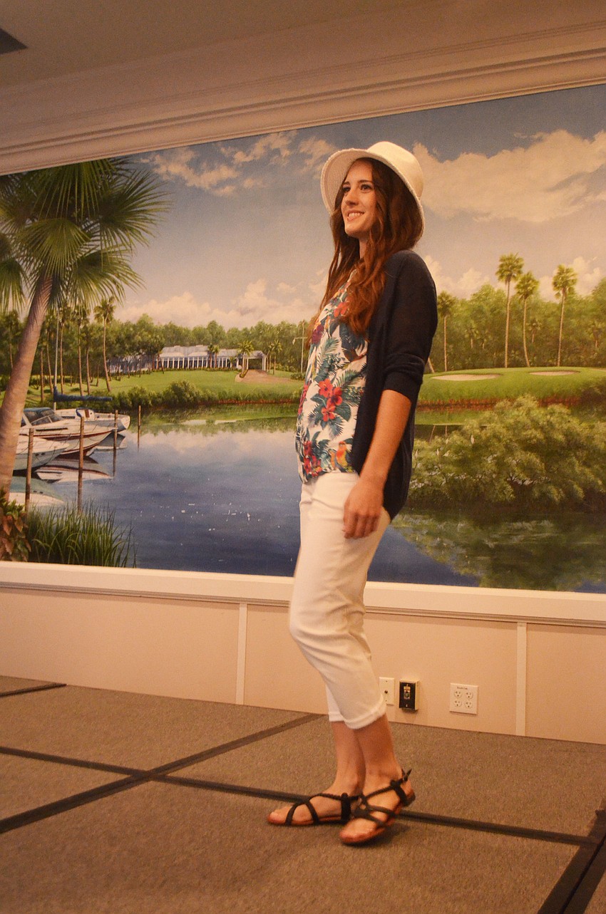 Jamie Schindewolfe models casual beachwear from Tommy Bahama during the 6th annual Taste of the Keys and Fashion Show. Each model wore two outfits during the fashion show.