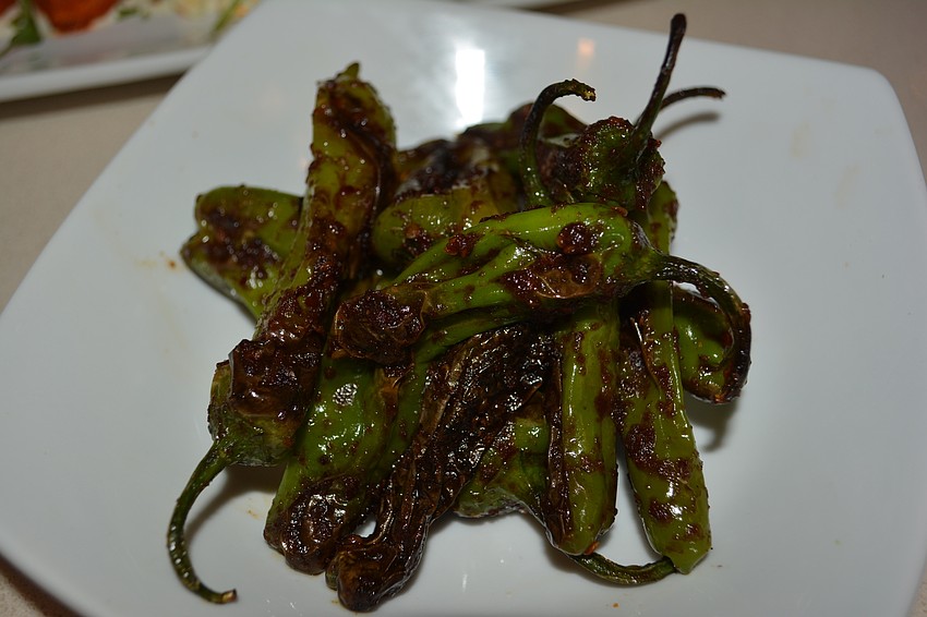 Charred Shishito peppers were among the offerings.