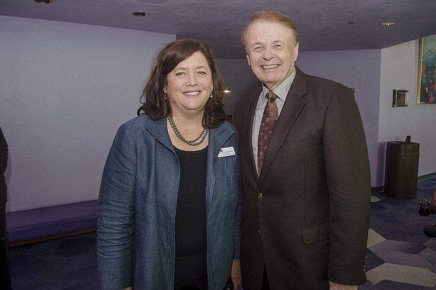 Ringling College Library Association Executive Director Stephanie Grosskreutz and Ringling College of Art and Design Larry Thompson.
