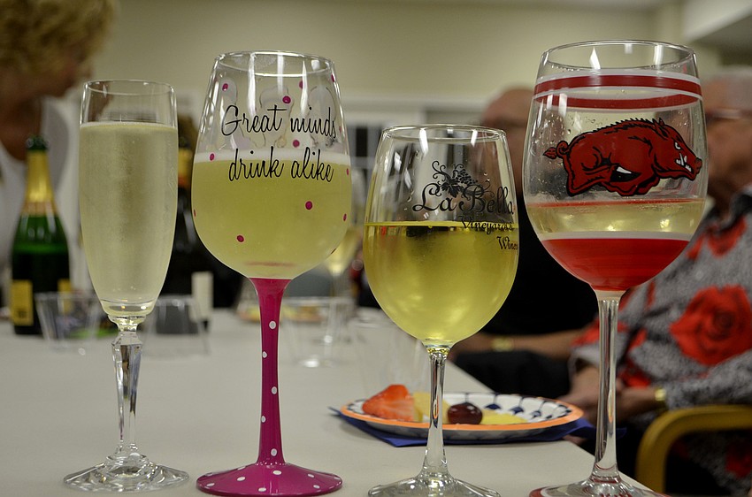 Attendees brought their own wine and glasses to the meeting. Each was asked to bring four glasses to see how different the tastes are with various glass shapes.