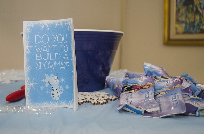 Guests were also able to build their own snowmen out of marshmallows and pretzels.