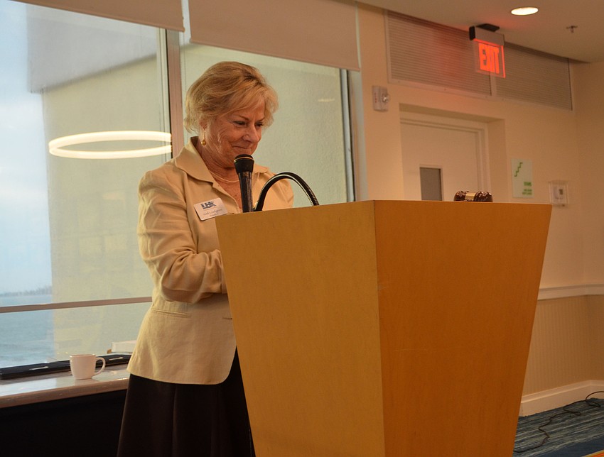 Longboat Key Chamber of Commerce President Gail Loefgren welcomes attendees to the annual meeting.