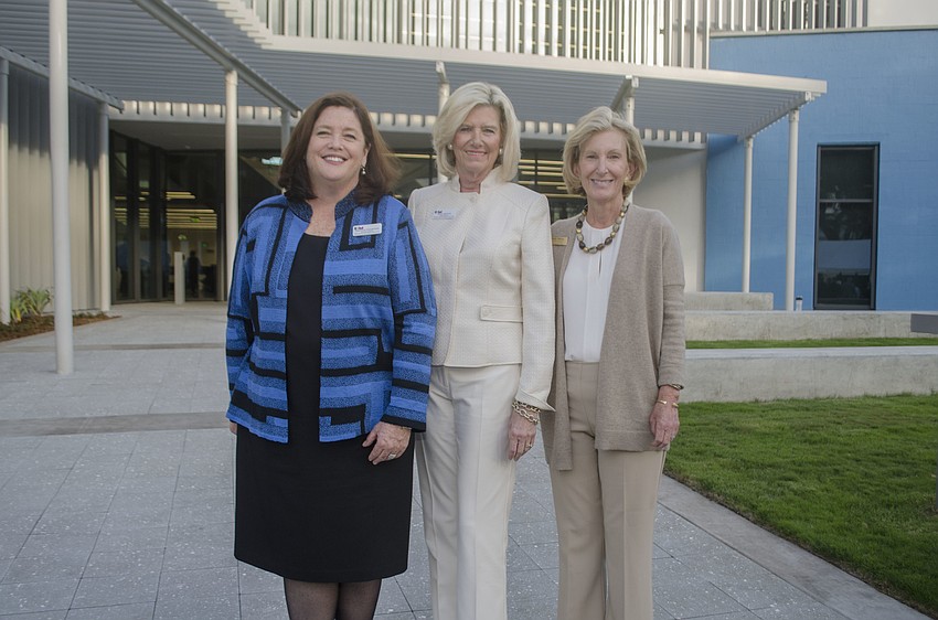 Executive Director of the Ringling College Library Association Stephanie Grosskreutz, President of the Ringling College Library Association board of directors Becky Mahoney and board member Wendy Weiss.