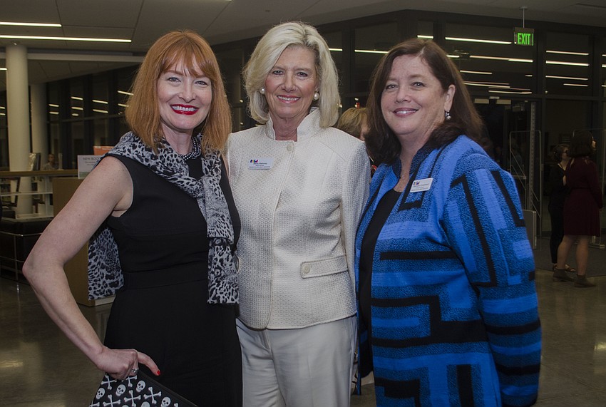 Ringling College Library Association member Emily Walsh, President of the Ringling College Library Association board of directors Becky Mahoney and RCLA Executive Director Stephanie Grooskreutz