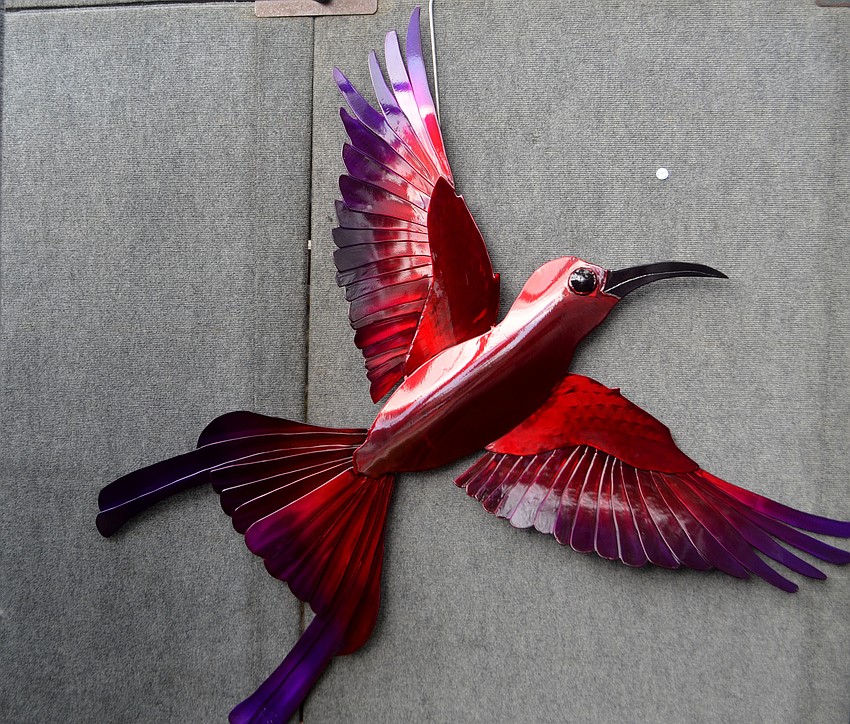 Steel Alive works hung around St. Armands Circle for the annual Winter Art Festival. The pieces are created by Courtney and Rommel Ricaurte.
