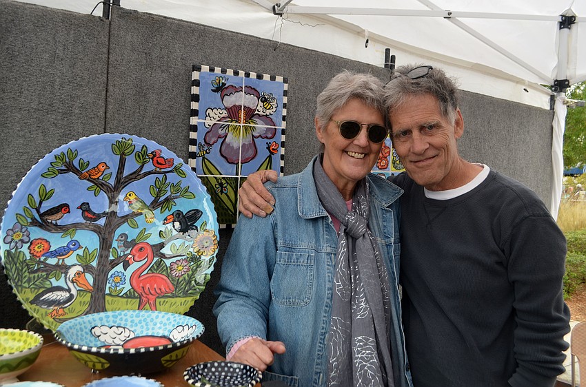 Toni and Jay Mann of Mannmade Pottery were two of more than 175 artists who displayed work at St. Armands Circle over the weekend.
