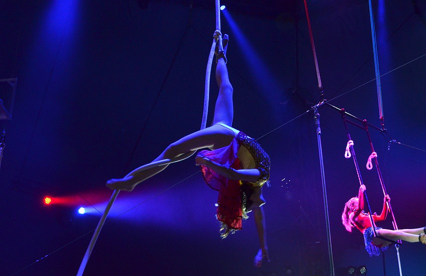 Members of Sailor Circus perform an aerial web routine.