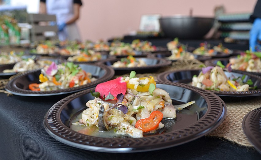 The Sandbar Restaurant served Spanish Mackerel Crudo.
