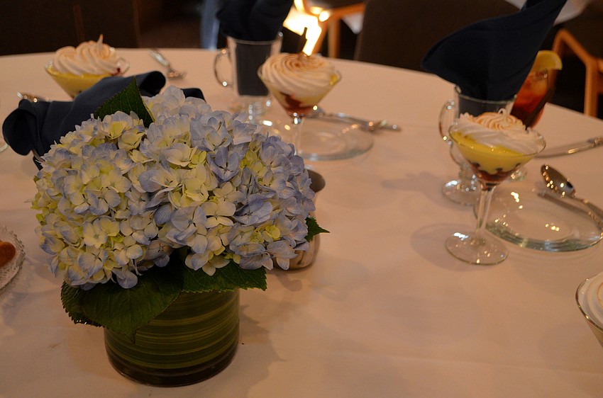 Hydrangeas served as the centerpieces on each table.