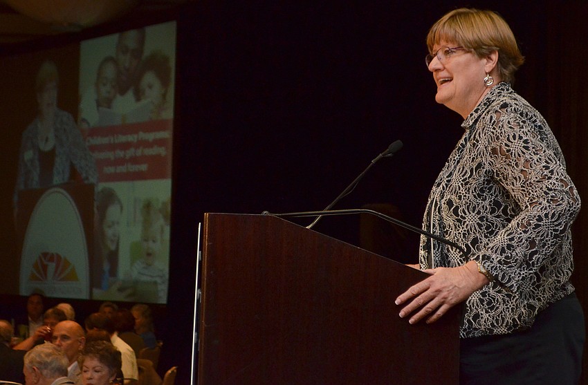 Library Foundation for Sarasota County President Linda Getzen thanks the crowd.