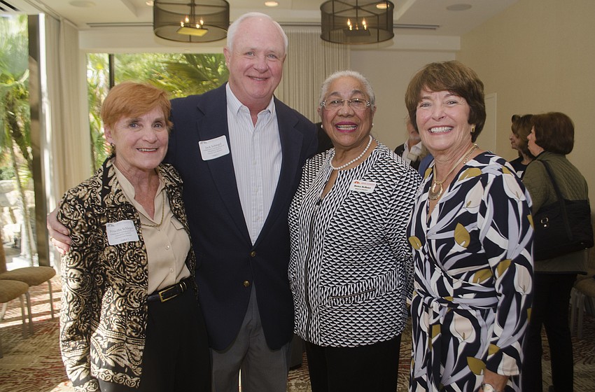 Priscilla Schlegel, Jack Schlegel, Helen McBean and Library Foundation of Sarasota County Executive Director Sue Seiter.