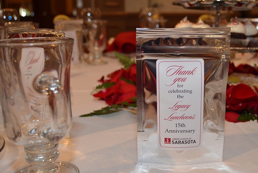 Each table at the Michael’s On East ballroom was topped with roses and a dessert tray and JLS tea Feb. 1 at the Junior League of Sarasota Legacy Luncheon.