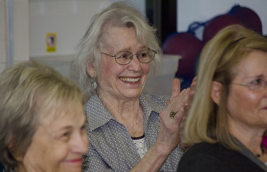 Louise Navarre claps for David after her performance.