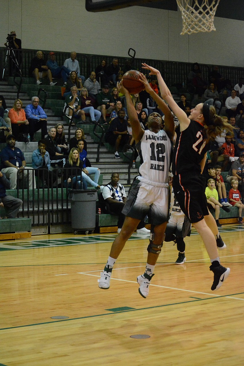 Senior Aleah Robinson goes up for a contested shot.