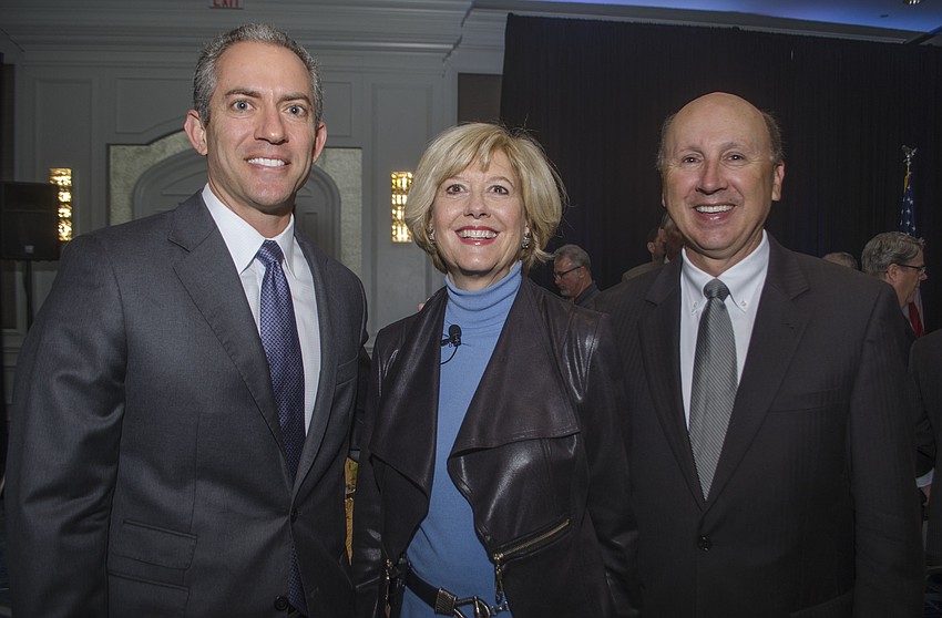 Ben Hanan, guest speaker Wendy Walker and Greater Sarasota Chamber of Commerce board member Mark Pritchett