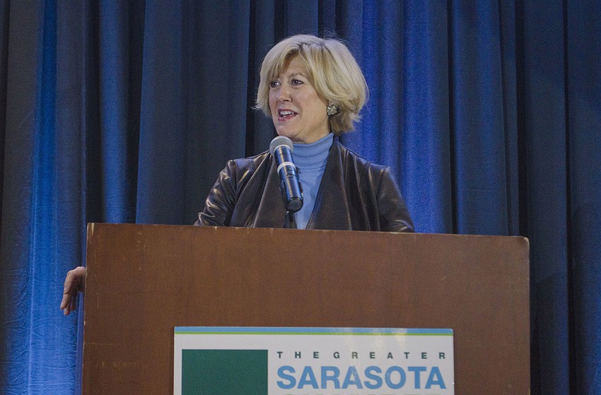 Wendy Walker addresses guests at the 97th annual Kickoff Breakfast.