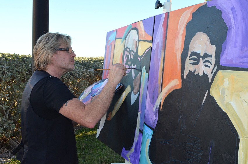 Artist Eric Waugh created two live paintings of the performers for the evening, Steve Martin and Martin Short, at the Van Wezel Foundation Gala on Feb. 10.