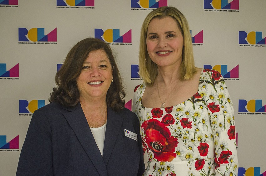 Executive Director of the Ringling College Library Association Stephanie Grosskreutz and Geena Davis.