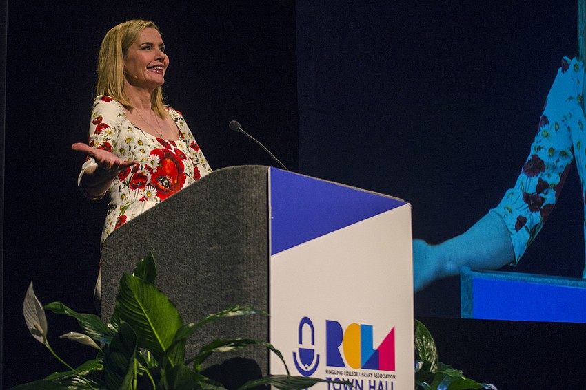 Geena Davis spoke at the Van Wezel Performing Arts Hall as part of Ringling College Library Association Town Hall Lecture Series.